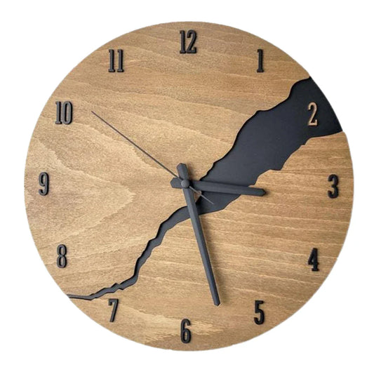 12 Inch Simple Cracked Wooden Wall Clock