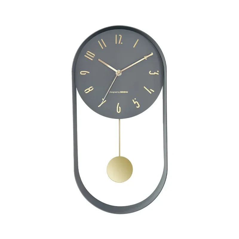 Bedroom, Living Room, Modern Decoration, Single Pendulum Battery Driven Non Ticking Swinging Wall Clock