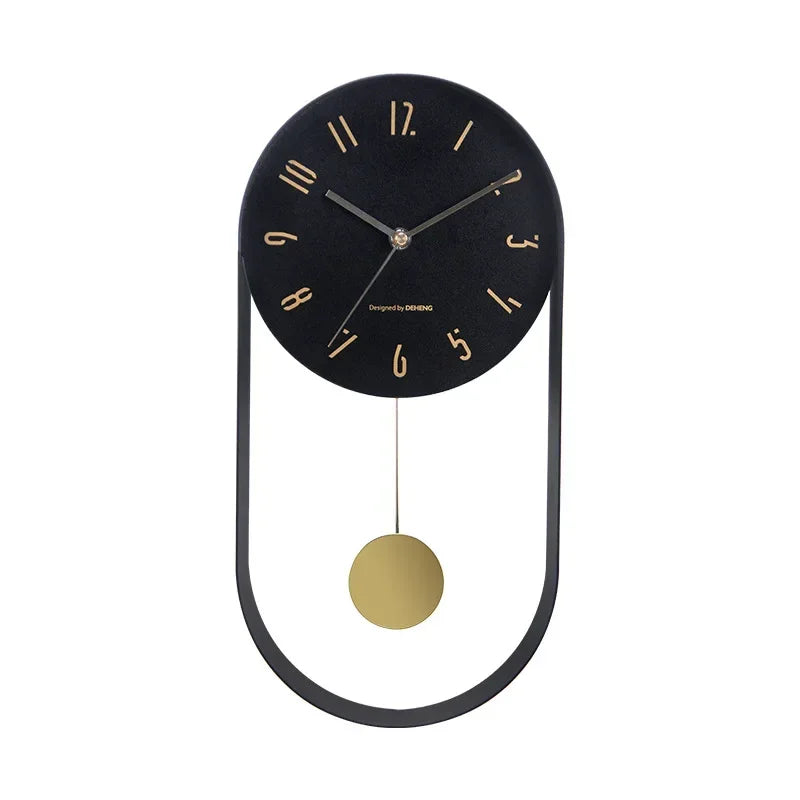 Bedroom, Living Room, Modern Decoration, Single Pendulum Battery Driven Non Ticking Swinging Wall Clock