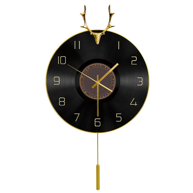 Nordic Light luxury deer head clock household wall clock living room personality swing clock wall watch fashion decorative clock