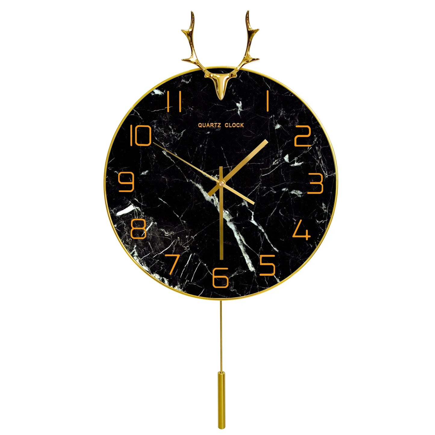 Nordic Light luxury deer head clock household wall clock living room personality swing clock wall watch fashion decorative clock