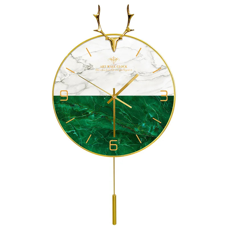 Nordic Light luxury deer head clock household wall clock living room personality swing clock wall watch fashion decorative clock