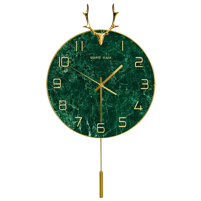 Nordic Light luxury deer head clock household wall clock living room personality swing clock wall watch fashion decorative clock