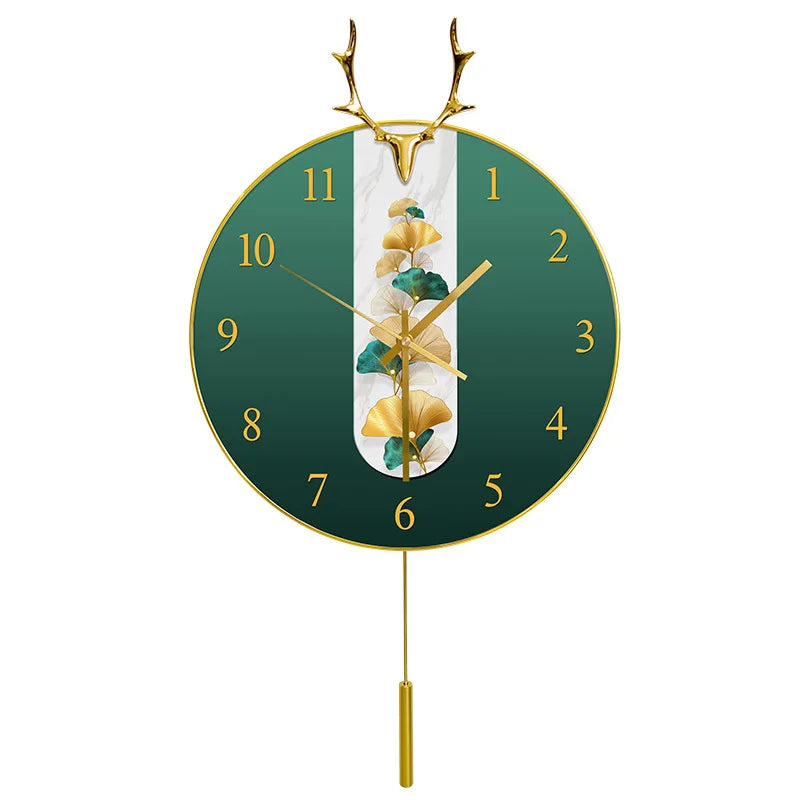 Nordic Light luxury deer head clock household wall clock living room personality swing clock wall watch fashion decorative clock