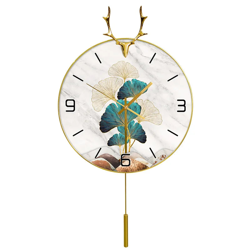 Nordic Light luxury deer head clock household wall clock living room personality swing clock wall watch fashion decorative clock