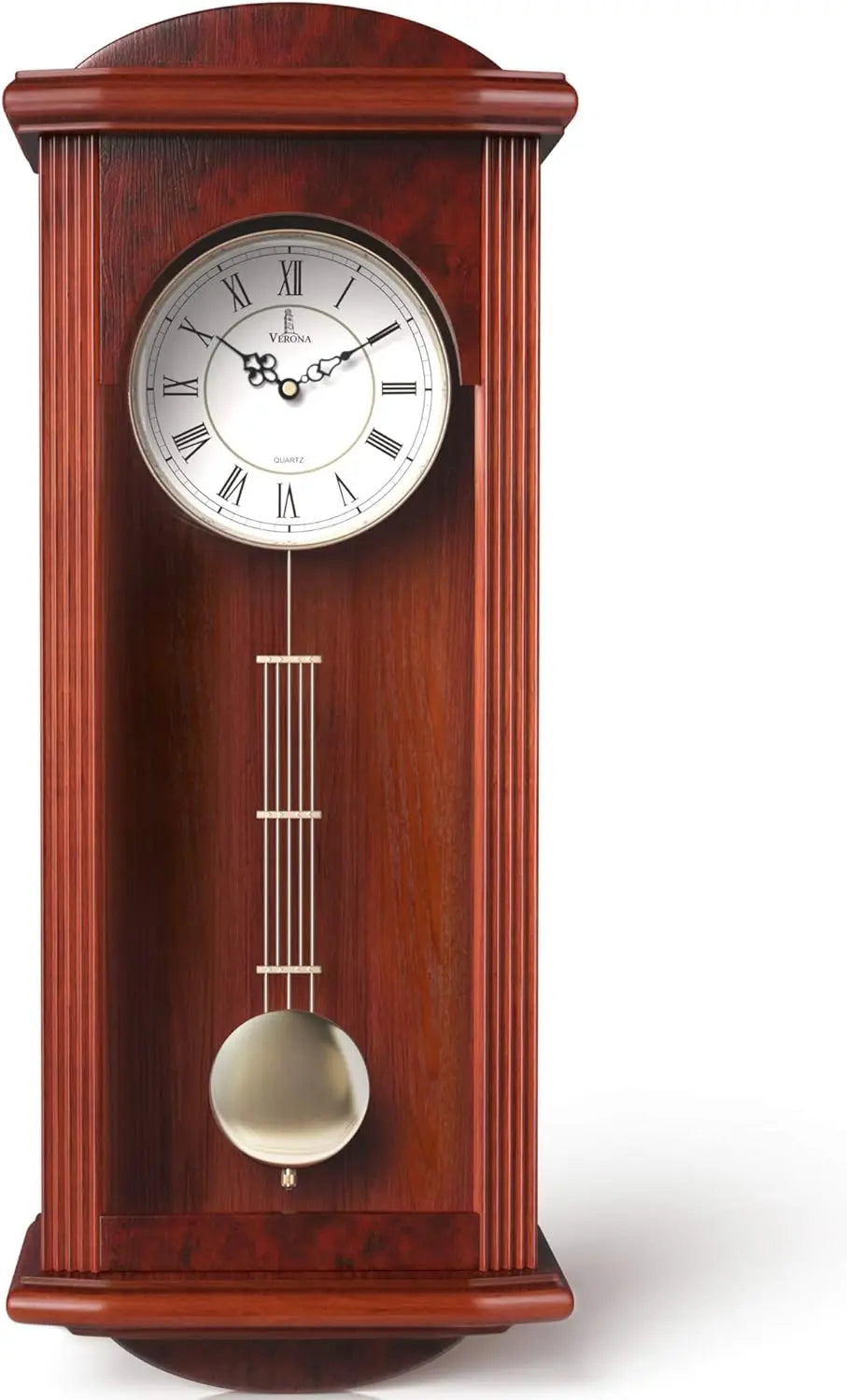 Silent decorative wooden clock with swinging pendulum, suitable for living room, kitchen, office and home decoration,